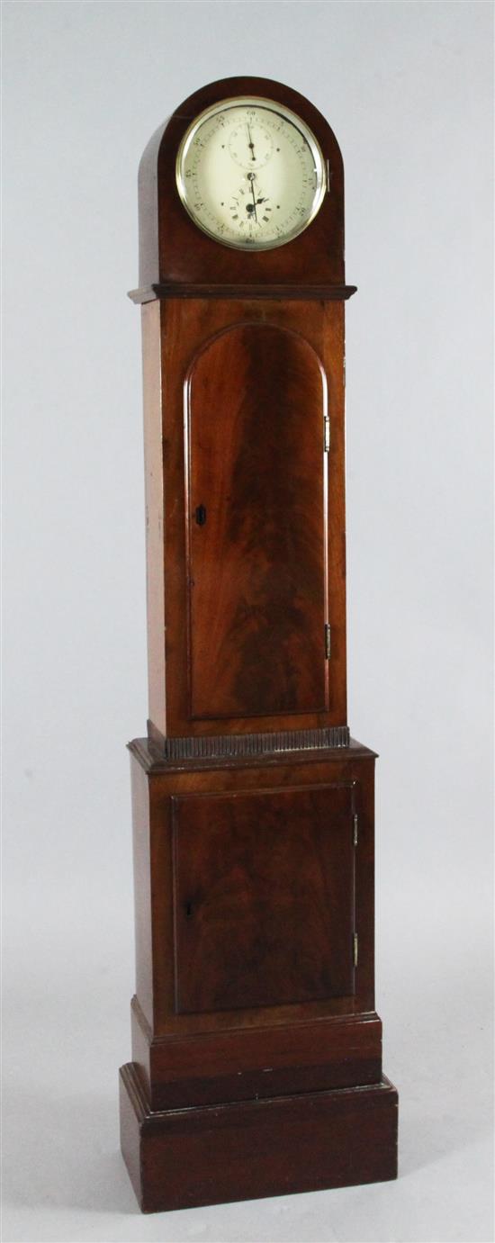 An early 20th century mahogany regulator, 5ft 4in.